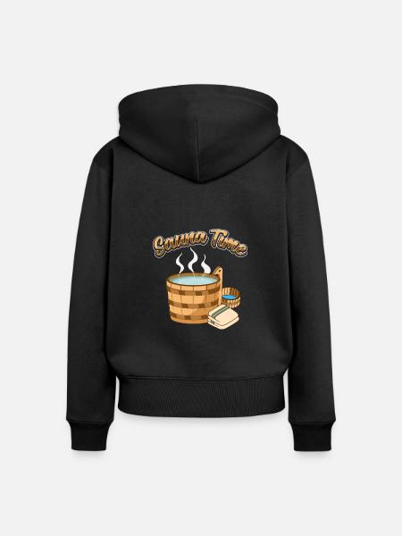 Sauna - Frauen Premium Bio Zip Hoodie - Schwarz