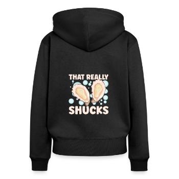 Auster-liebhaber Lustige Auster Auster Shucker - Frauen Premium Bio Zip Hoodie - Schwarz - Hinten - Julia (174cm)