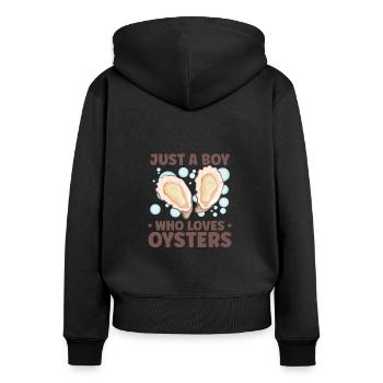 Auster-liebhaber Lustige Auster Auster Shucker - Frauen Premium Bio Zip Hoodie - Schwarz - Hinten - Julia (174cm)