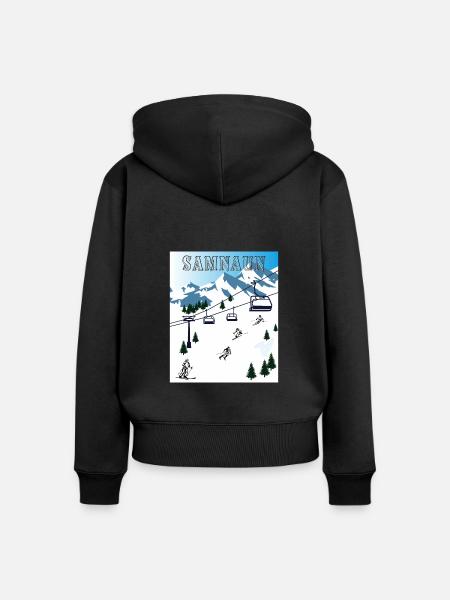 SCHI FAHREN SAMNAUN - Frauen Premium Bio Zip Hoodie - Schwarz