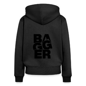 Beruf Job Arbeit - Bagger - Frauen Premium Bio Zip Hoodie - Schwarz - Hinten - Julia (174cm)