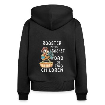 ROOSTER IN BASKET - Women's Premium Organic Zip Hoodie - black - Back - Julia (174cm)