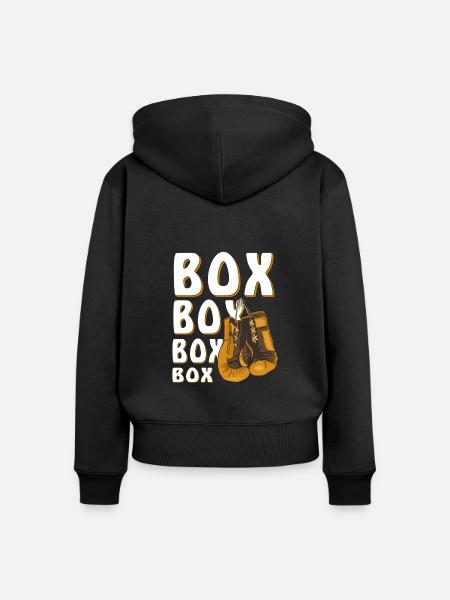 BOXHANDSCHUHE BOX - Frauen Premium Bio Zip Hoodie - Schwarz