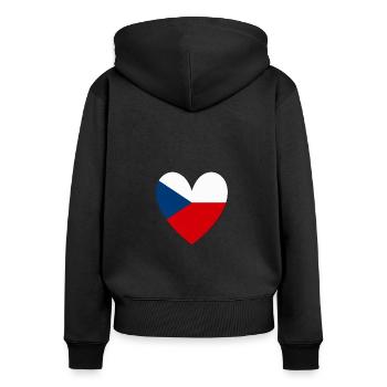 Tschechien Czechia Prag Herz Flagge - Frauen Premium Bio Zip Hoodie - Schwarz - Hinten - Julia (174cm)