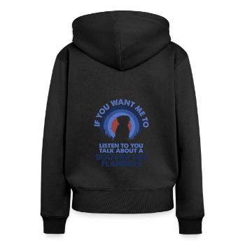 Parler du chien Bouvier Des Flandres - Sweat à capuche zippé Premium bio Femme - noir - Dos - Julia (174cm)