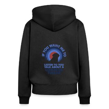 Parler du chien Coton de Tuléar - Sweat à capuche zippé Premium bio Femme - noir - Dos - Julia (174cm)