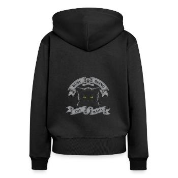 Beschäftigt, Katzenmama Zu Sein - Frauen Premium Bio Zip Hoodie - Schwarz - Hinten - Julia (174cm)
