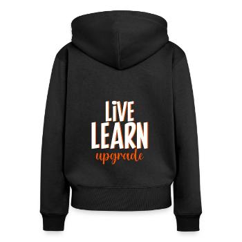 Live Learn Upgrade 4 - Women's Premium Organic Zip Hoodie - black - Back - Julia (174cm)