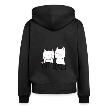 Wickedly Handsome Böse Süsse Katze - Frauen Premium Bio Zip Hoodie - Schwarz - Hinten - Julia (174cm)
