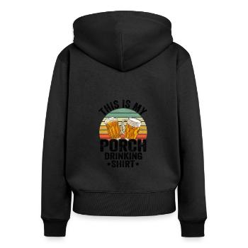 Powered by Craft Beer Brewing Making Porch Drinker - Frauen Premium Bio Zip Hoodie - Schwarz - Hinten - Julia (174cm)