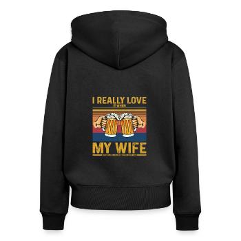 Herstellung von Craft Beer Brauerei Lebensstil Ver - Frauen Premium Bio Zip Hoodie - Schwarz - Hinten - Julia (174cm)