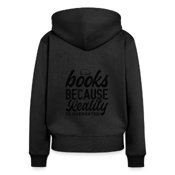 Read books Bookworm - Women's Premium Organic Zip Hoodie - black - Back - Julia (174cm)