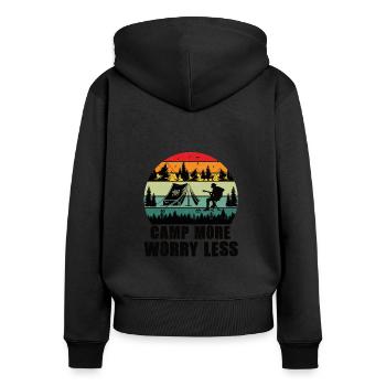 Wandern Camping Outdoor Sprüche Camper Wanderer - Frauen Premium Bio Zip Hoodie - Schwarz - Hinten - Julia (174cm)