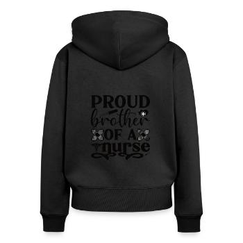 Frère d’une infirmière Infirmière - Sweat à capuche zippé Premium bio Femme - noir - Dos - Julia (174cm)