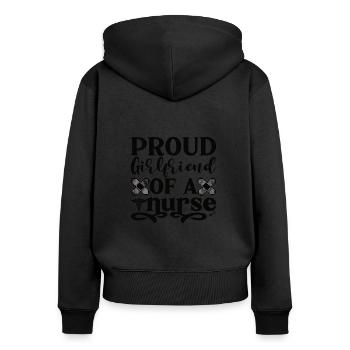 Stolzer Freund einer Krankenschwester Freundin - Frauen Premium Bio Zip Hoodie - Schwarz - Hinten - Julia (174cm)