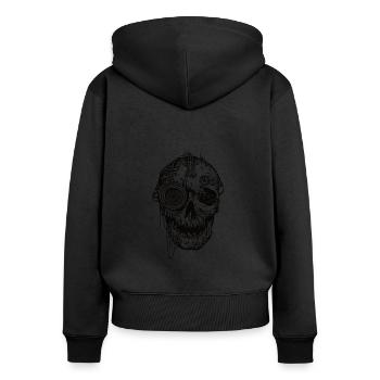 Zombie Kopf - Frauen Premium Bio Zip Hoodie - Schwarz - Hinten - Julia (174cm)
