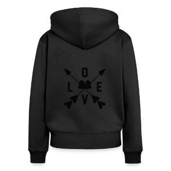 Love Arrow Arrow Cher couple de la Saint-Valentin - Sweat à capuche zippé Premium bio Femme - noir - Dos - Julia (174cm)