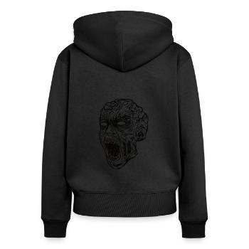 Tête de zombie - Sweat à capuche zippé Premium bio Femme - noir - Dos - Julia (174cm)