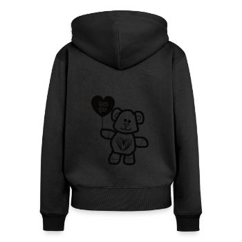 Valentinstag Bär mit Herz Pärchen Mann Frau Liebe - Frauen Premium Bio Zip Hoodie - Schwarz - Hinten - Julia (174cm)