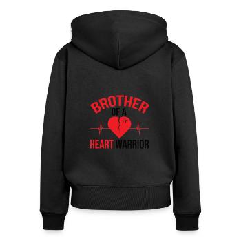 Fier frère Maladie cardiaque Guerrier du cœur - Sweat à capuche zippé Premium bio Femme - noir - Dos - Julia (174cm)