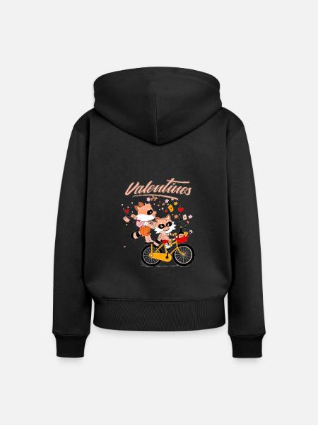 VALENTINES - Frauen Premium Bio Zip Hoodie - Schwarz