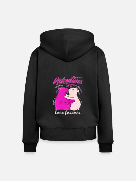 VALENTINES love forever - Frauen Premium Bio Zip Hoodie - Schwarz