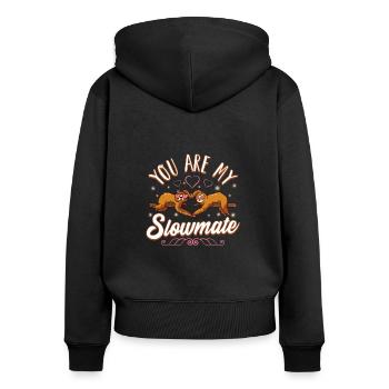 Tu es mon slowmate paresseux Saint-Valentin - Sweat à capuche zippé Premium bio Femme - noir - Dos - Julia (174cm)