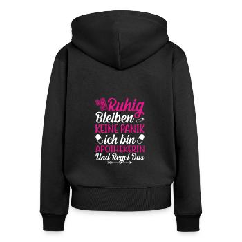 Ruhig Apothekerin Geschenkidee - Frauen Premium Bio Zip Hoodie - Schwarz - Hinten - Julia (174cm)