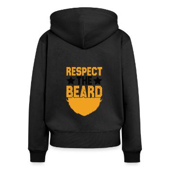 Barbe complète et porteur de barbe Cheveux de barbe Moustache - Sweat à capuche zippé Premium bio Femme - noir - Dos - Julia (174cm)