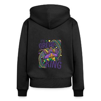 Mardi Gras Fasching Karneval - Frauen Premium Bio Zip Hoodie - Schwarz - Hinten - Julia (174cm)