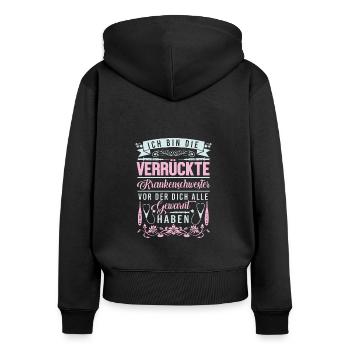 Krankenpflege Pflege Sprüche Krankenschwester - Frauen Premium Bio Zip Hoodie - Schwarz - Hinten - Julia (174cm)