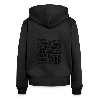 Frau Kind Liebe - Frauen Premium Bio Zip Hoodie - Schwarz - Hinten - Julia (174cm)