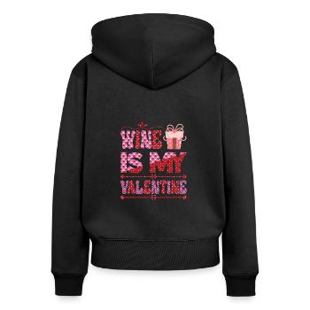 Couples Femmes Vin Saint-Valentin - Sweat à capuche zippé Premium bio Femme - noir - Dos - Julia (174cm)