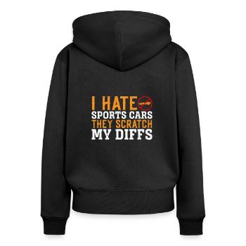 Ich Hasse Sportwagen, Sie Kratzen Meine Diffs - Frauen Premium Bio Zip Hoodie - Schwarz - Hinten - Julia (174cm)