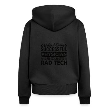 Radiologie Radiologie Radiographie Médecine nucléaire Docteur Radiologue - Sweat à capuche zippé Premium bio Femme - noir - Dos - Julia (174cm)