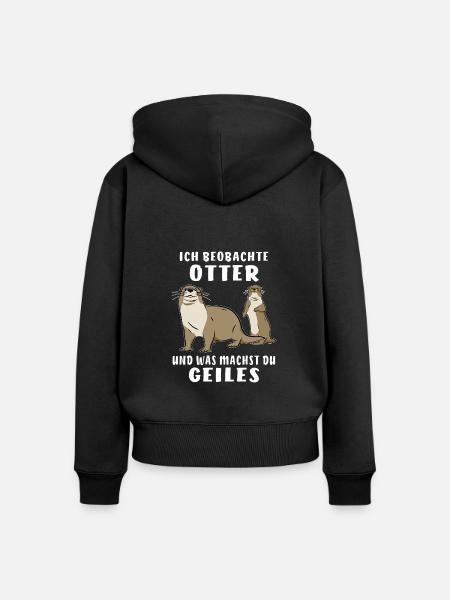 BEOBACHTE OTTER - Frauen Premium Bio Zip Hoodie - Schwarz
