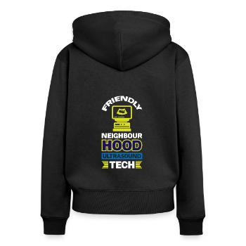 Sympathique technicien en échographie de quartier - Sweat à capuche zippé Premium bio Femme - noir - Dos - Julia (174cm)