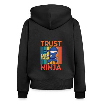 Croyez-moi, je suis un ninja 8 - Sweat à capuche zippé Premium bio Femme - noir - Dos - Julia (174cm)