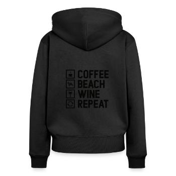 Coffee Beach Wine Holiday Caffeine Sunset - Women's Premium Organic Zip Hoodie - black - Back - Julia (174cm)