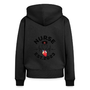 Examen infirmier 2023 - Sweat à capuche zippé Premium bio Femme - noir - Dos - Julia (174cm)