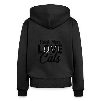 Real men love cats cat man cat father - Women's Premium Organic Zip Hoodie - black - Back - Julia (174cm)