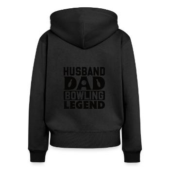 Bowling Vater Papa Cooler - Frauen Premium Bio Zip Hoodie - Schwarz - Hinten - Julia (174cm)