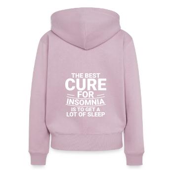 Le meilleur remède contre l’insomnie est de dormir beaucoup 2 - Sweat à capuche zippé Premium bio Femme - rose poudré - Dos - Julia (174cm)