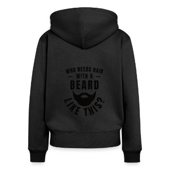 Barbe complète et porteur de barbe Cheveux de barbe Moustache - Sweat à capuche zippé Premium bio Femme - noir - Dos - Julia (174cm)
