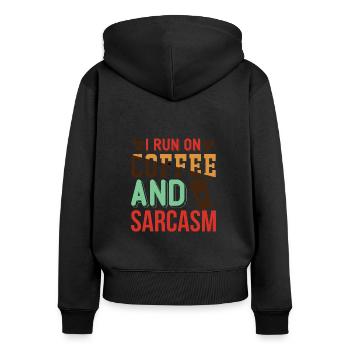 Kaffee Sarkasmus Freunde Glück Freude Cappuccino - Frauen Premium Bio Zip Hoodie - Schwarz - Hinten - Julia (174cm)