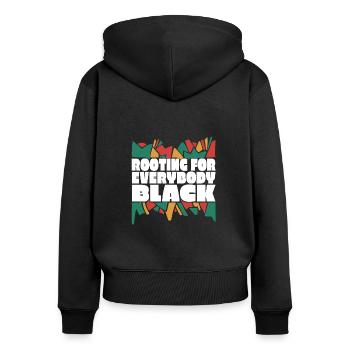 Roots for All Blacks Festival America - Sweat à capuche zippé Premium bio Femme - noir - Dos - Julia (174cm)