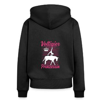 Voltigier Prinzessin Voltigieren Reiterin - Frauen Premium Bio Zip Hoodie - Schwarz - Hinten - Julia (174cm)