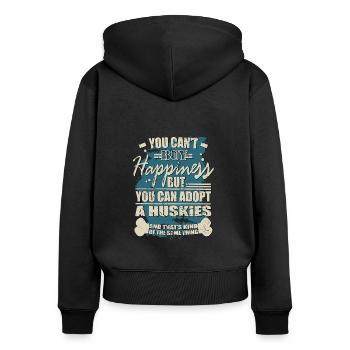 Le bonheur peut être acheté. Rauque - Sweat à capuche zippé Premium bio Femme - noir - Dos - Julia (174cm)