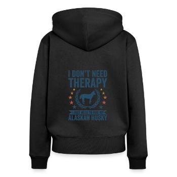 Pas besoin de thérapie - Alaskan Husky - Sweat à capuche zippé Premium bio Femme - noir - Dos - Julia (174cm)