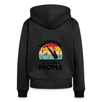 Saxofon Saxofonist Saxophon Musik Saxophonespieler - Frauen Premium Bio Zip Hoodie - Schwarz - Hinten - Julia (174cm)